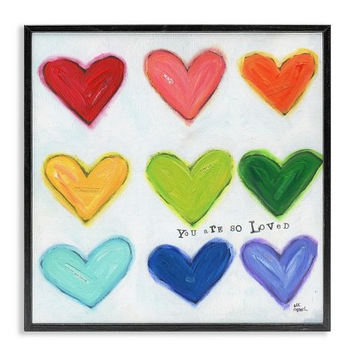 Stupell Industries You Are So Loved Rainbow Hearts, 17" x 17"