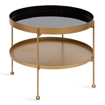 Kate and Laurel Nira Round Metal Coffee Table, 26" Diameter, Black and Gold