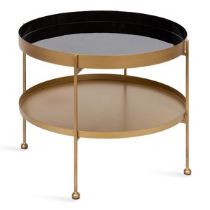Kate and Laurel Nira Round Metal Coffee Table, 26" Diameter, Black and Gold - 1 of 4