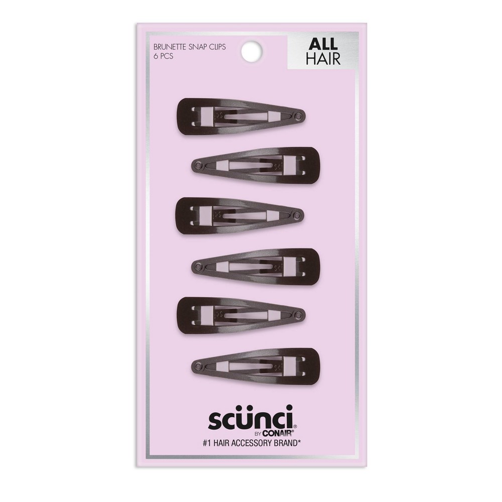 scünci Contour Metal Hair Snap Clips - Brunette - All Hair - 6pcs