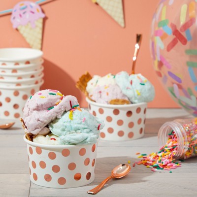 6-Pack Plastic Sundae Ice Cream Frozen Yogurt Cups with Spoons Dessert Bowls 
