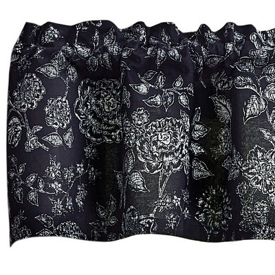 Black and White Floral Botanical Kitchen Valance 60" x 14"