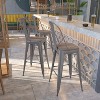 Emma and Oliver 4 Pack 30" High Clear Coated Indoor Barstool with Back - 2 of 4