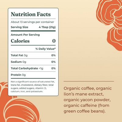 Four Sigmatic Organic High Caffeine Dark Roast Ground Coffee with Lion's Mane Mushroom and Yacon - 10oz