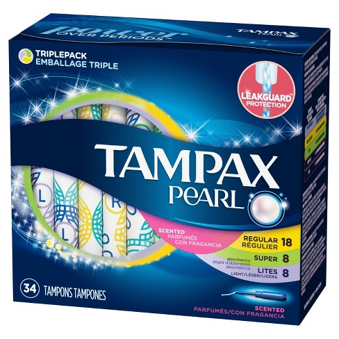 tampax pearl regular super tampons lite 34ct plastic target