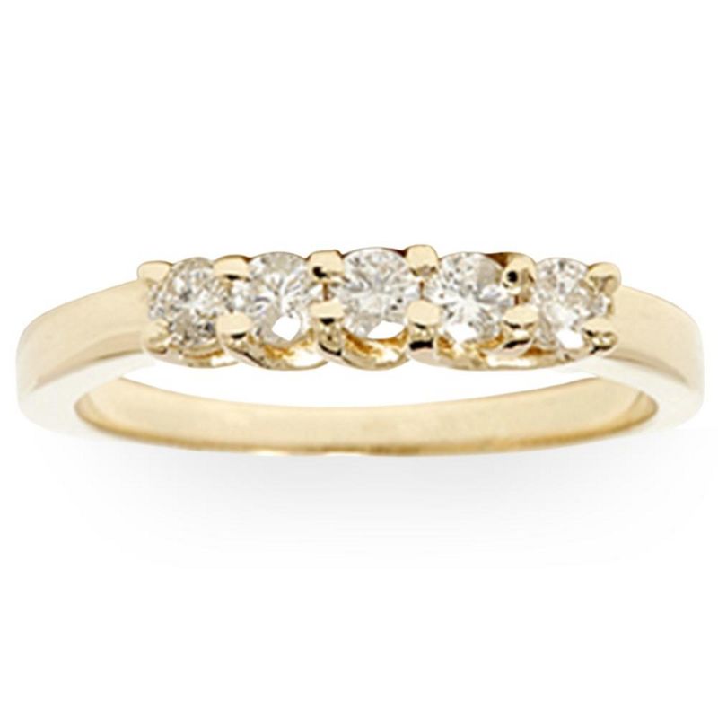 Pompeii3 Yellow Gold 1/2ct 14K Diamond Wedding Guard Ring New, 1 of 6