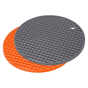 Unique Bargains Silicone Heat Resistant Non-Slip Flexible Trivet Mats Orange, Deep Gray 2 Pcs - 1 of 3