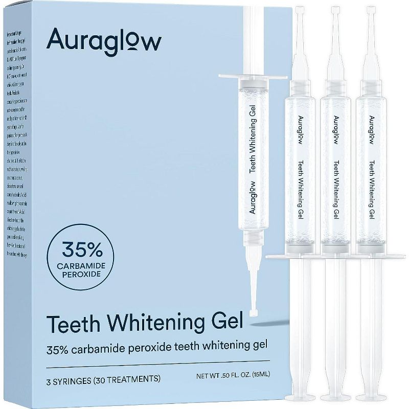 Auraglow 35% Teeth Whitening Gel Syringe Refill Pack, 35% Carbamide Peroxide, 30 Treatments, Safe for Enamel, 1 of 8