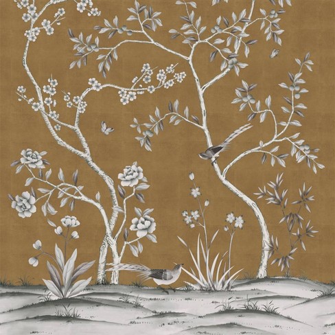 Removable Wallpaper,Garden with Birds,Vintage Floral,Chinoiserie hotsell wallpaper,Vinyl or Self Adhesive