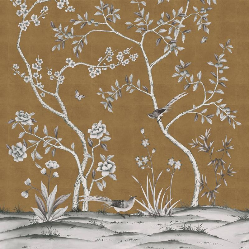 Tempaper &#38; Co. Chinoiserie Garden Antique Gold Removable Peel and Stick Vinyl Wall Mural, 1 of 6