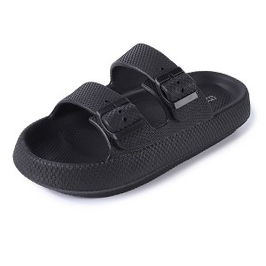 Women's Men's Cloud Slides Double Buckle Adjustable Pillow Slippers Thick Sole Cushion EVA Sandals - 1 of 4