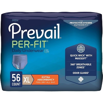 Prevail Per-Fit Daily Incontinence Underwear for Men, Pull On with Tear Away Seams, Extra Absorbency