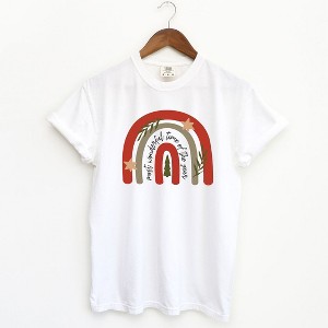 Simply Sage Market Women's Boho Most Wonderful Time Rainbow Short Sleeve Garment Dyed Tee - 1 of 4