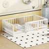 CAVINAS Twin Size Wood Montessori Bed,Modern Floor Bed with Fence and Door,Toddler Bed for Bedroom,White - 2 of 4