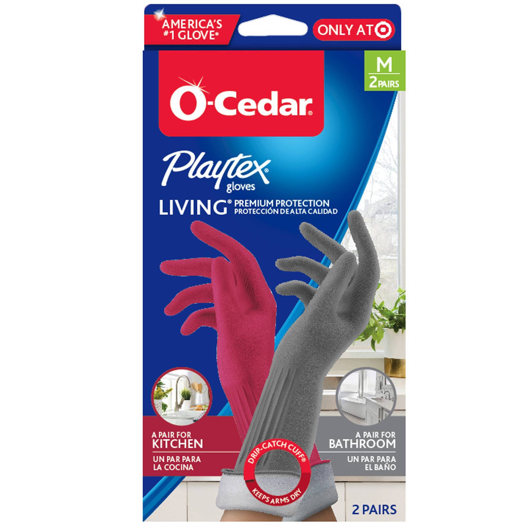 O-Cedar Living Gloves - Medium - 2pk: Latex, Rubber, Cleaning Accessories