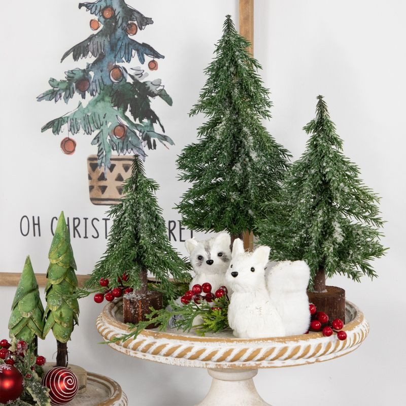 Northlight 1.15 FT Frosted Icy Pine Tree with Jute Base Christmas Tree, Unlit, 3 of 7