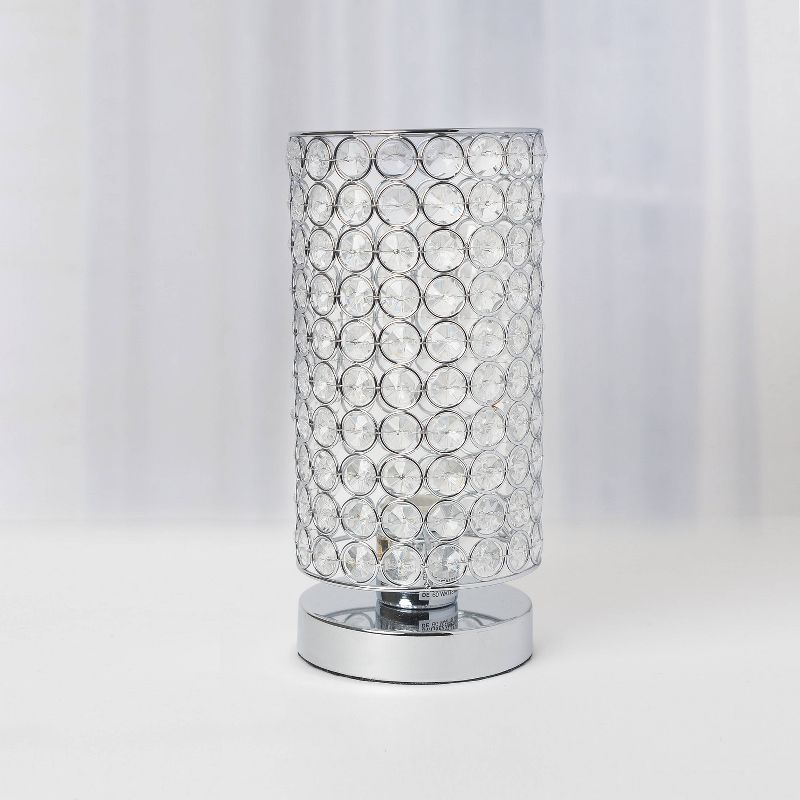 Elipse Crystal Bedside Nightstand Cylindrical Uplight Table Lamp Chrome - Elegant Designs, 4 of 10