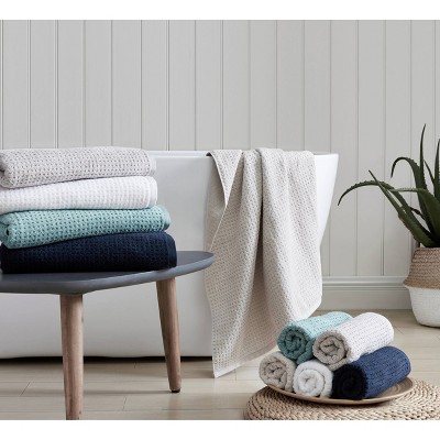 Dark Blue Cotton Textured Hand Washcloth Set of Six