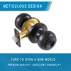 Door Knob with Keyed Lock, Easy Install, Universal Fit for 1-3/8inch–1-3/4inch Doors, Satin Brass, Interior/Exterior Use,Black - 2 of 4
