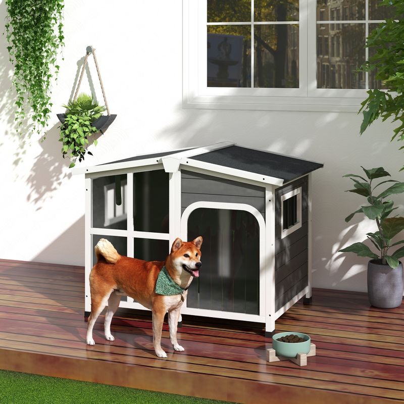 PawHut Cabin-Style Wooden Dog House for Large Dogs Outside with Openable Roof & Giant Window, Big Dog House Outdoor & Indoor, Dog Furniture, 3 of 7