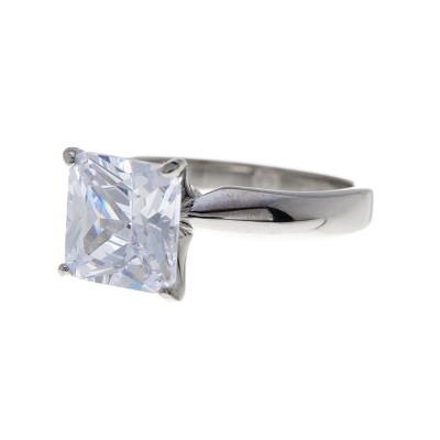 SHINE by Sterling Forever Sterling Silver Princess Cut CZ Solitaire Ring
