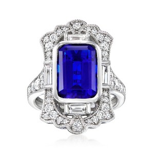 Ross-Simons 4.00 Carat Simulated Sapphire Ring With 1.20 ct. t.w. Czs in Sterling Silver - 1 of 4