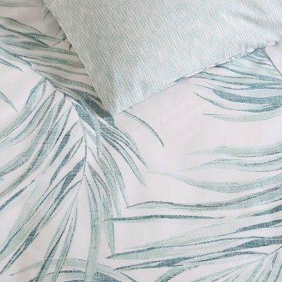 Ivory and Green Cotton King Reversible Comforter Set