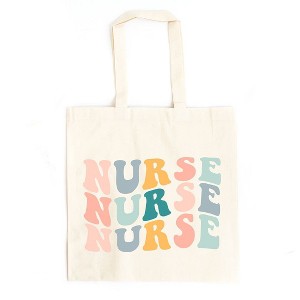 City Creek Prints Nurse Stacked Wavy Colorful Canvas Tote Bag - 1 of 2