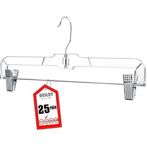 DEILSY Clear Pant Hangers with Adjustable Non-Slip Clips, 360 Swivel Hook (12 Pack) - 1 of 4