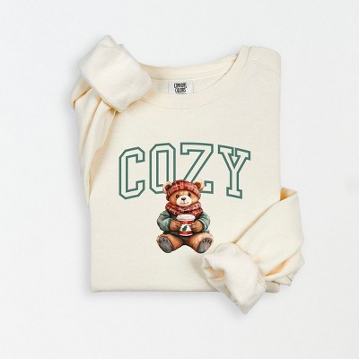Simply Sage Market Women's Lightweight Garment Dyed Graphic Sweatshirt Cozy Bear