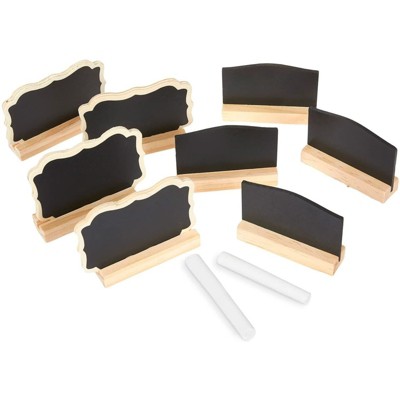 Juvale 8-Pack Black Mini Wooden Chalkboard Signs Stand, Place Cards Message Board for Wedding Food Signs