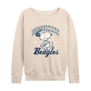 Women's - Peanuts - Brooklyn Beagles Lightweight French Terry Wide Neck Long Sleeve Shirt - 1 of 4