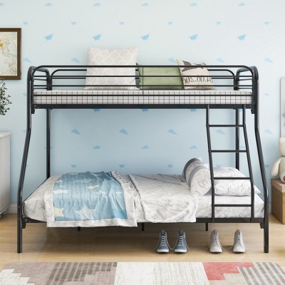 ALEXOUN Twin-Over-Full Metal Bunk Bed, Heavy Duty Bunk Bed,Easy Assembly with Enhanced Upper-Level Guardrail,for Small Spaces & Family Living