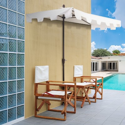 Sidney Cream Aluminum Half Market Patio Umbrella with Crank