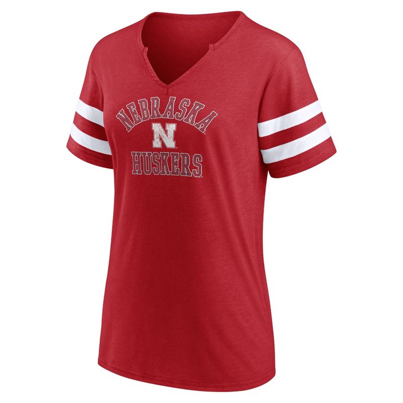 NCAA Nebraska Cornhuskers Women&#39;s V-Neck Notch T-Shirt, 2 of 4