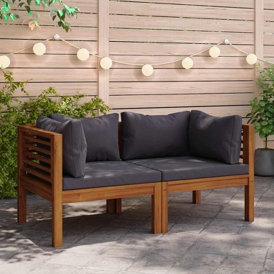 vidaXL Corner Sofas 2 pcs Cushions Solid Acacia Wood