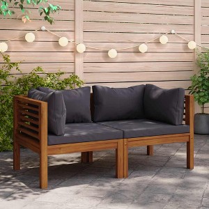 vidaXL Corner Sofas 2 pcs Cushions Solid Acacia Wood - 1 of 4