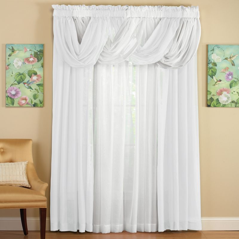 Collections Etc Scoop Two-Piece Rod Pocket Solid-Colored Sheer Valances for Windows, Decorative Accent and Added Privacy for Any Room in, 4 of 5