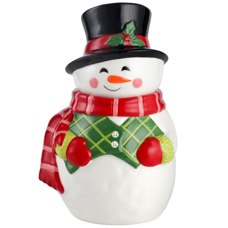 KOVOT Festive Ceramic Snowman Cookie Jar - Perfect for Christmas Cookies, Candy, and Holiday Treats, 1 of 7