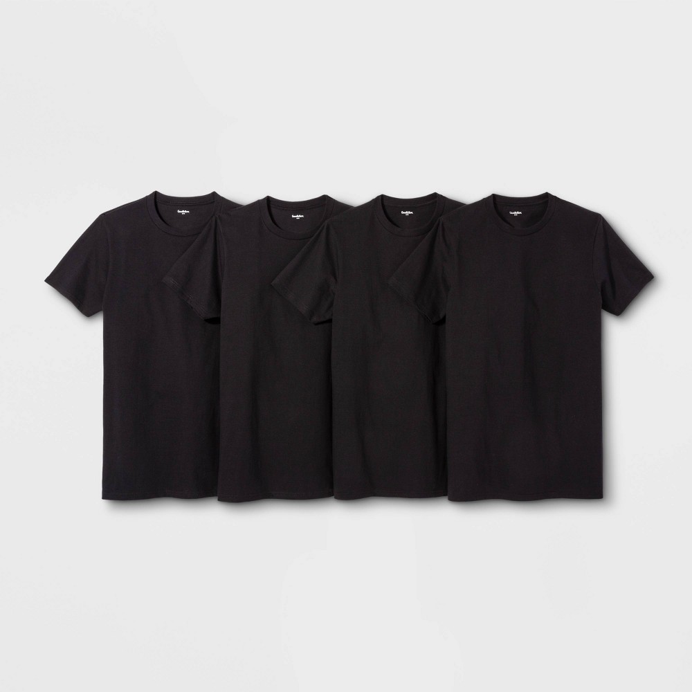 Men's Short Sleeve 4pk Crew T-Shirt - Goodfellow & Co Black XL