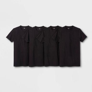 Men's Short Sleeve 4pk Crew Neck T-Shirt - Goodfellow & Co™ Black S: Cotton Jersey, Pullover