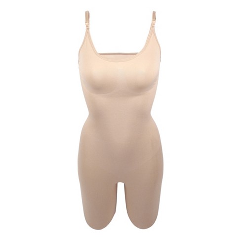 Assets By Spanx Women's Flawless Finish Strapless Cupped Midthigh Bodysuit  - Beige Xl : Target