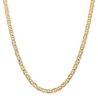 Black Bow Jewelry 6.25mm 14k Yellow Gold Solid Concave Anchor Chain Necklace
