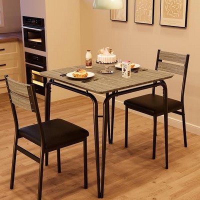 Dining Table for 2, Small Table and Chairs Set of 2, Square Dinette Set for 2