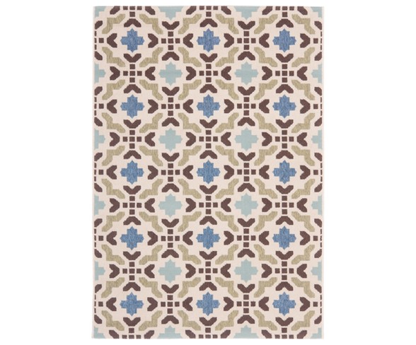 Corbyn 6'7" x 9'6" Indoor/Outdoor Rug - Aqua/Cream - Safavieh