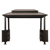 PAGED Aluminum BBQ Outdoor Gazebo Metal Frame with Shelves Serving Tables, Permanent Double Roof Hard top Gazebos - 2 of 4