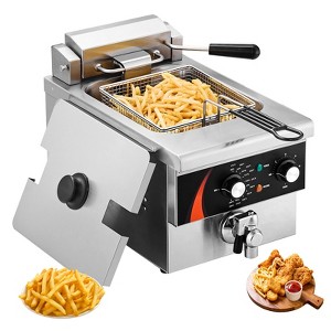 VEVOR Commercial Deep Fryer, 1750W Electric Countertop Fryer with Basket, 9Qt /8.5 L Single Oil Fryer, 1mm Thickened Stainless Steel, Silver - 1 of 4