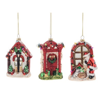 Transpac Glass Christmas Door Ornament Set of 3 Christmas Home Decorations
