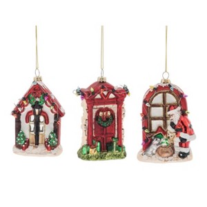 Transpac Glass Christmas Door Ornament Set of 3 Christmas Home Decorations - 1 of 1