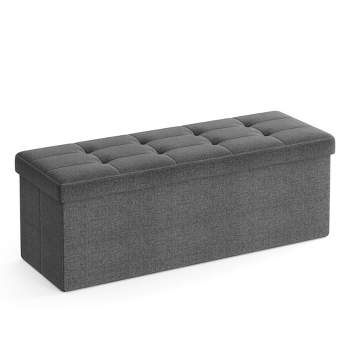 SONGMICS 43 Inches Folding Storage Ottoman Bench Bedroom Bench with Storage Holds up to 660 lb Dark Gray